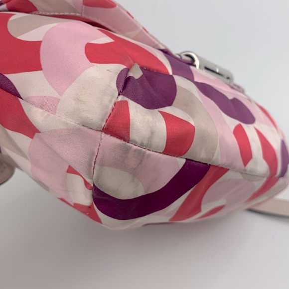Retro Coach Kristin Signature C Multicolored Crossbody shoulder bag pink purple - Picture 13 of 16